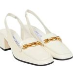 Jimmy Choo NIB Diamonte 45 Tilda Slingback Pumps in Latte Size 39.5 Photo 0