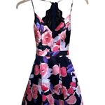 B Darlin B. Darlin Junior Girl's Navy Blue Floral Bouffant Semi Formal Dress Size 1/2 Photo 0