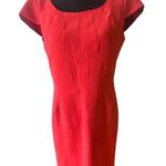 Tahari Red Knee-Length Sheath Dress – Classic Elegance, Minor Spots Photo 0