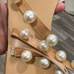Anthropologie Giant pearl million dollar wrap around sandals wedding size 39 Photo 12