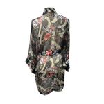 Victoria's Secret Vintage Victoria’s Secret Gold Label Black Green Semi-Sheer Short Kimono Robe OS Photo 5