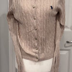 Abercrombie & Fitch Vintage Beige Cable Knit Cardigan Y2K Preppy Classic Money Photo 0