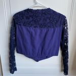 1849 Authentic Ranchwear Lace Sleeve Western Cropped Waist Cowgirl Rodeo Top Blue Size M Photo 2