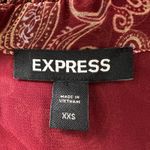 EXPRESS  Off Shoulder Paisley Peasant Blouse XXS Boho Sheer Cropped Top Red‎ Photo 3