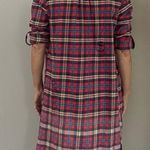Dance & Marvel Red Plaid Distressed Destroyed Flannel Tunic Dress Jacket Small Photo 1