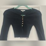 Love Tree  Black Long Sleeve Top with Gold Buttons Photo 0