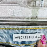 Avec Les Filles Light Wash Distressed Straight Leg Split Seam Jeans Size 26 Photo 7