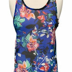 Everly ‎ Floral Racerback Tank Top Blue Size Small Photo 0