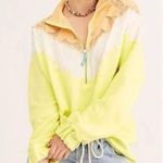 Free People Isla Quarter Zip Sweatshirt Womens Size XS Oversized Lace Yoke Boho Photo 0