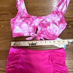 NWT Marina West Swim Sanibel Crop Swim Top and‎ Ruched Bottoms Set in Pink Small Photo 3