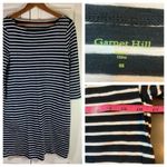 Garnet Hill  Striped Casual Dress Size 8 Blue‎ White Boatneck Nautical Preppy Photo 1