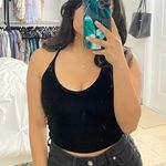 Brandy Melville Black Velvet V Neck Crop Top Photo 0