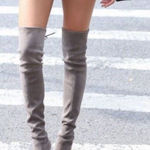 Attention Over the Knee Suede Block Heel Boots in Gray- Size 9 Photo 0