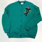 Alfred Dunner Vintage 90s  green Cardigan Plaid Bow L Photo 1