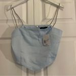 Forever 21 NWT Satin Rhinestone Spaghetti Strap Cropped Cami Light Blue Size L Photo 4