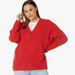 Madewell NEW Plus Asherton Waffle Henley Sweater in red, 2X Photo 0