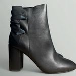 Avec Les Filles Remi Bow Accent Heeled Leather Ankle Booties in Black Lamba Photo 4