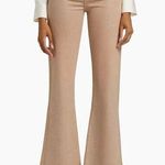 Paige  Leenah Coated Metallic Shimmer High Rise Wide Leg Jeans Latte Tan Size 32 Photo 0