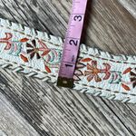 White Leather Embroidered Woven Floral Boho Belt Hippie Y2K Photo 6