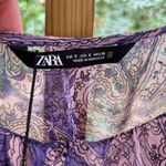 ZARA  Women's Sheer Purple Paisley Cropped Blouse Size S. NEW Photo 5