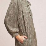 Sabina Musayev Anthropologie Eugine Shirt Dress Metallic Pleated size small Photo 2
