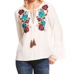 Ariat NWT Reflections Floral Embroidered Blouse S White Photo 0