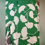 Diane Von Furstenberg  Green White Wide Leg Pants sz LG floral wide leg casual Photo 6