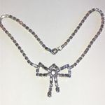 Elegant Vintage Silver Tone CZ Rhinestone Classic Formal Bow Necklace Photo 4