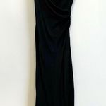 ZARA Midi Surplice Draped Dress with Side Slit Black Small Photo 7