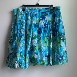 Old Navy Watercolor Floral Cotton Skater Skirt (Sz XL) Blue and Green Floral Photo 7