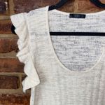 J. Crew Cream Ruffled Linen Blend Short Flutter Sleeve Sweater Tank Size Medium Photo 2