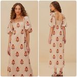 Farm Rio  Rose Embroidered Macaw Linen Midi Dress Photo 1
