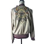 Chelsea and Violet Womens Floral Embroidered Satin Varsity Jacket Size XL Photo 1