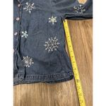 Vtg 90s New Direction Jean Denim Pastel Embroidered Snowflake Jacket Womens Sz L Blue Photo 5