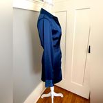 Boutique NWOT Womens Super Sexy Satin Shirt Dress Silky Satiny Dark Navy Size Medium Photo 3
