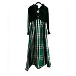Vintage Lorrie Deb Emerald Green Velvet Plaid Maxi Dress Emma Bridgerton 9/10 Photo 1