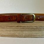 Vintage 90s Tan Distressed Worn in Genuine Leather Gold Buckle Belt Size XS/S Photo 0