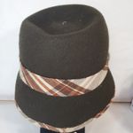 COLOMBINO Wool Plaid Belted Bucket Hat Brown Photo 3