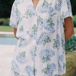 Piyama Maggie Pajamas Hydrangea Blue print button down shorts bottoms floral Size M Photo 0