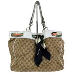  White Original GG Canvas Positano Tote with‎ Silk Gucci Scarf Photo 0