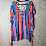 Palisades Beach Club Cover Up Women OS One Size Multicolor‎ Flowy Sheer Tassels Purple Photo 1