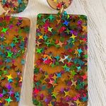 Acrylic retro star pierced earrings Red Photo 3