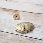 Vintage Brooch / Pin Ballou Reed Oval Shape Flower Clear Gem Antique Gold Tone Photo 2