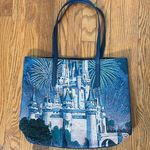 Disney Paris Cinderella Castle Faux Leather Tote Bag Navy Purse Photo 0