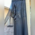 Mac Duggal  Black Beaded Sequin Shorts Maxi Sheer Skirt Gown Size 6 Photo 3