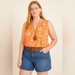 Loft  Women’s Large Orange & White Paisley Lightweight Boho Chic Sleeveless Top Photo 9