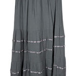 J Gee Womens Gray Crinkle Maxi Skirt M Tiered Boho Festival Hippie Fairy Grunge Size M Photo 0