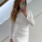 ZARA dress wedding mini fitted long sleeve ruched bodycon white party Photo 2