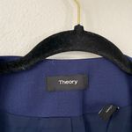 Theory  Lindrayia Blazer Navy Sea Blue Size 2 Collarless Jacket Wool Business Photo 5