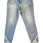 1822 Denim  Light Blue Cropped Jeans with‎ Frayed Hem Photo 0